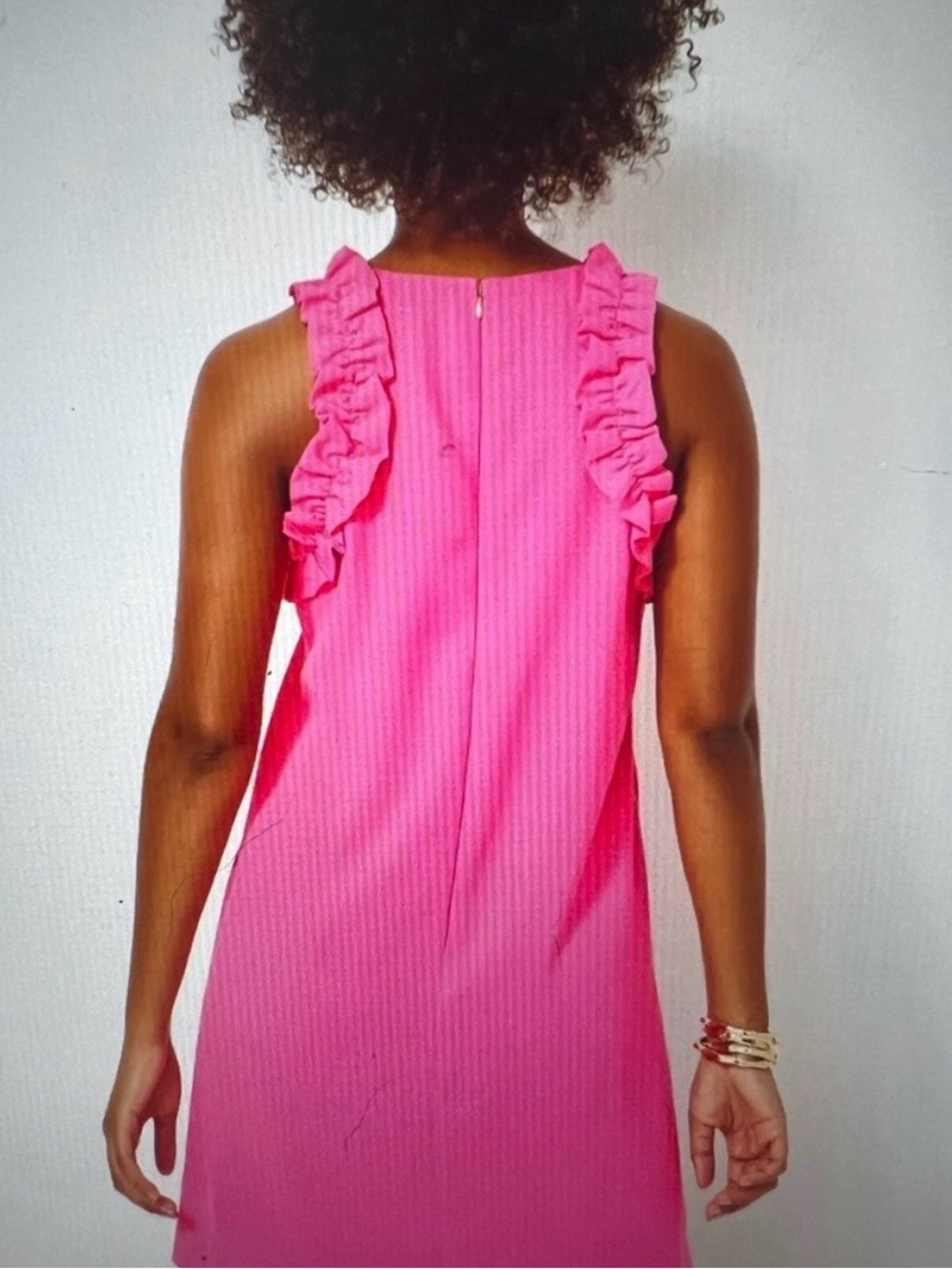 💕NWOT Lilly Pulitzer Kailee Hot Pink Ruffle-Trim Shift Dress - Picture 3 of 10